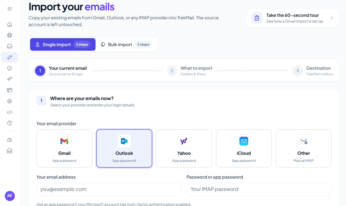Email migration tool