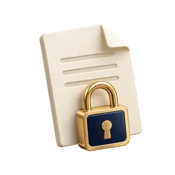 A cream note with a navy and brass lock