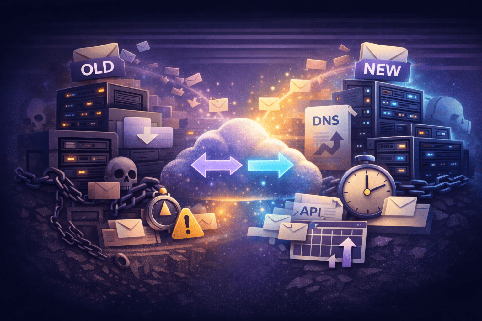 imapsync email migration process diagram with IMAP sync steps