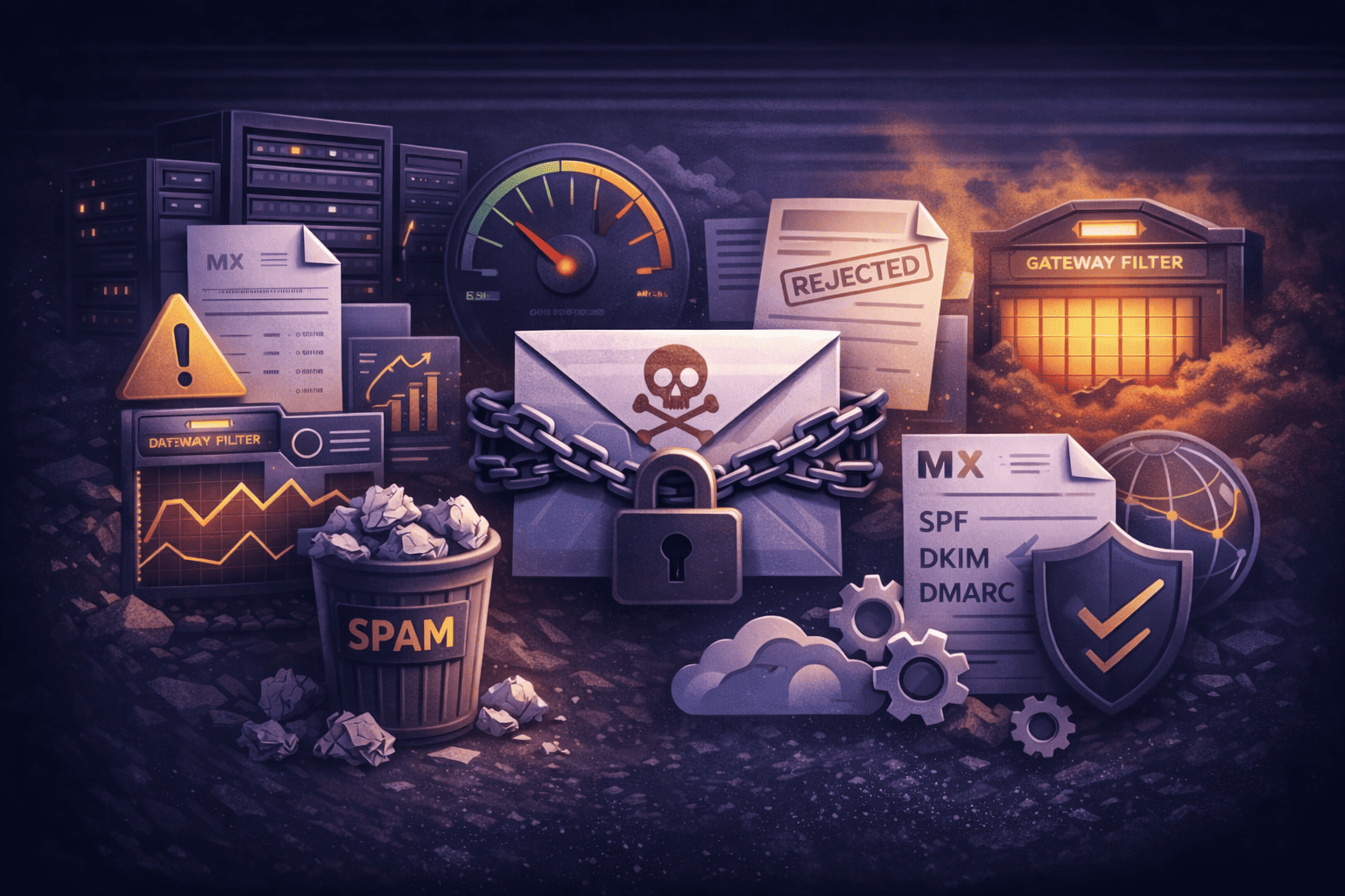 Multi-domain email hosting architecture with shared DNS setup