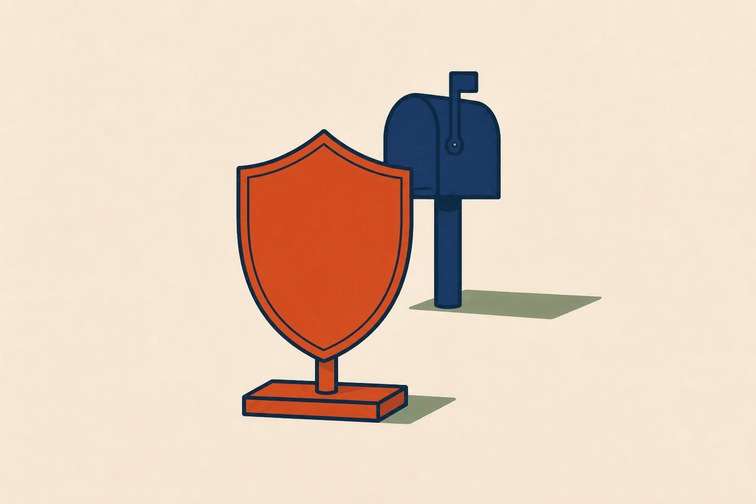 A shield standing in front of an inbox that lives elsewhere