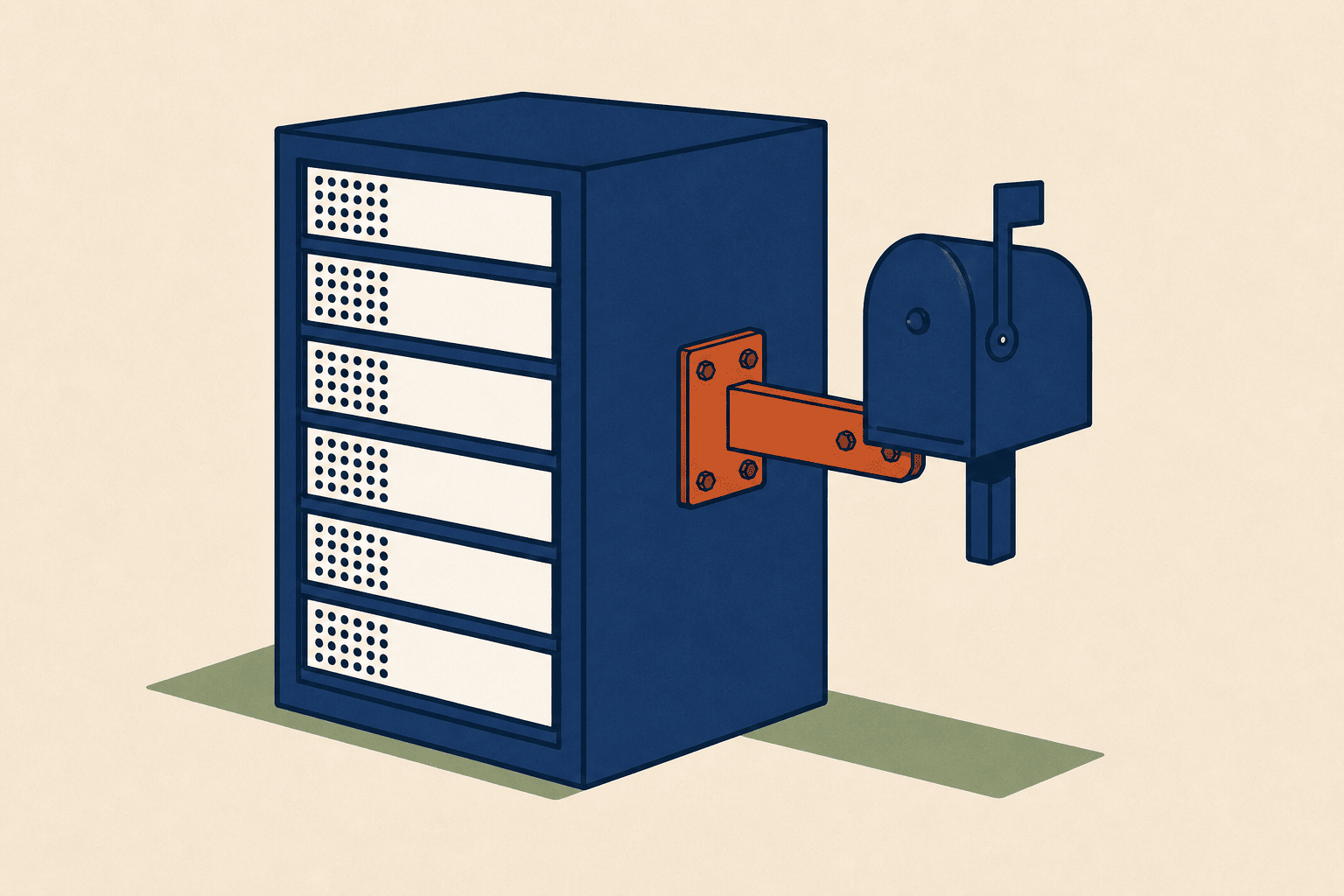 A mailbox bolted to the side of a website server